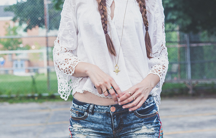 Embroidered-Shorts-Bell-Sleeve-Blouse